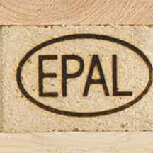 Europaletten Brandzeichen European Pallet Association EPAL. Hergestellt von Rau Palettenwerk.